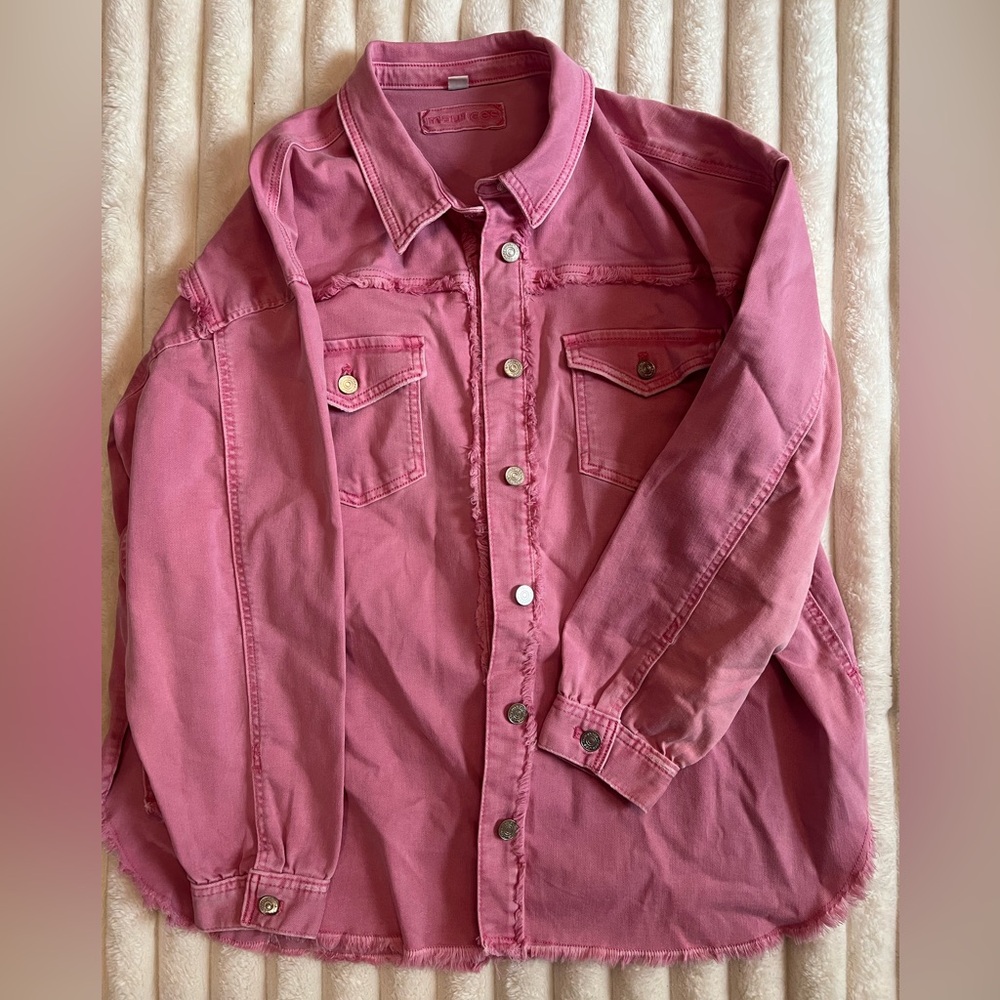 Maurice’s Pink denim fringe jacket